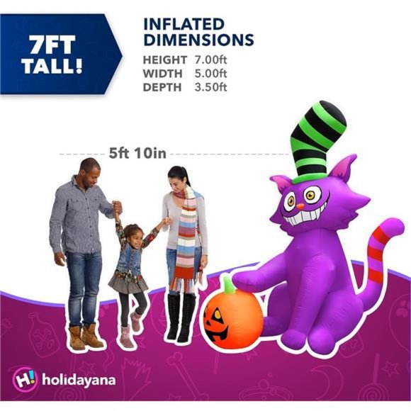 Halloween Inflatables Large 7 ft Top Hat Cat - Inflatable Blow Up Arch - Picture 4 of 7